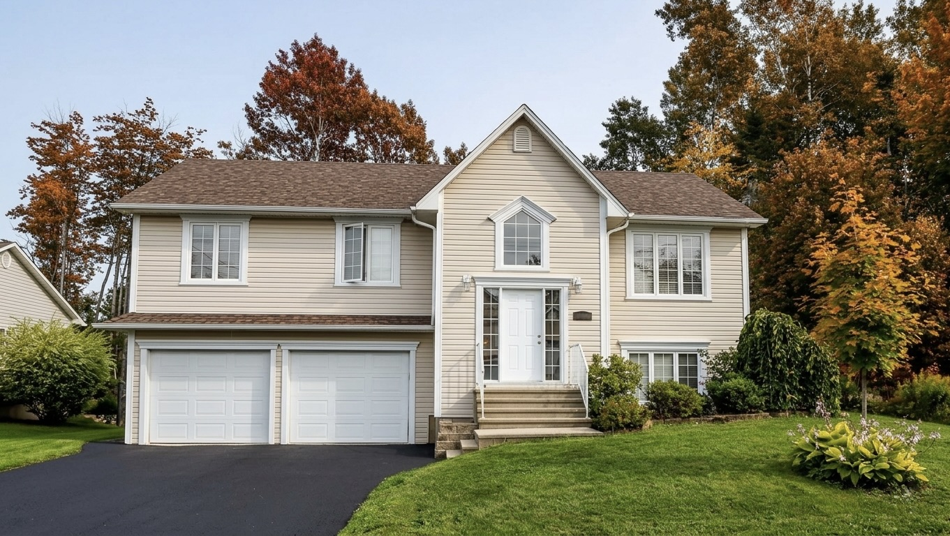 Detached home in Lincoln Heights, Fredericton NB, showing the neighbourhood’s newer residential style and curb appeal.